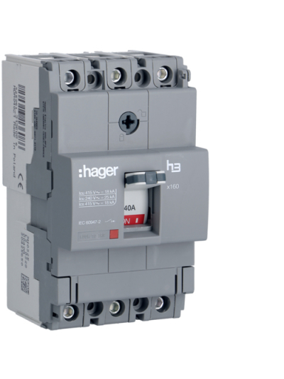 HAGER, 3 Pole, 40A, X160 MCCB