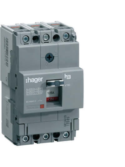 HAGER, 3 Pole, 125A, X160 MCCB