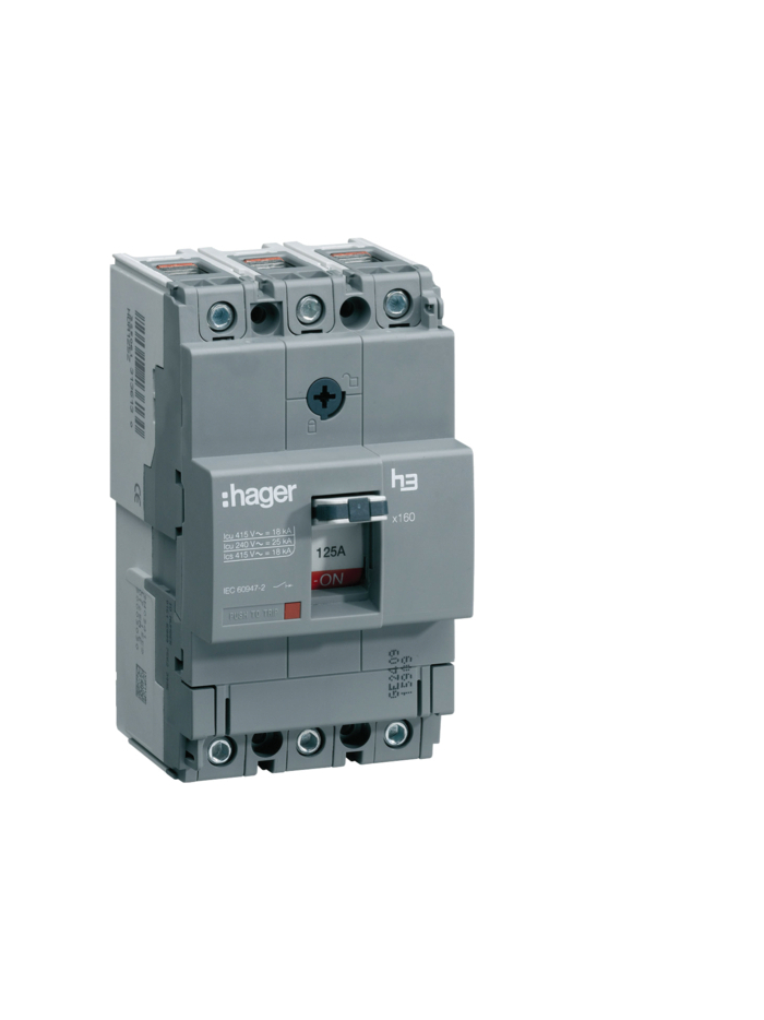 HAGER, 3 Pole, 125A, X160 MCCB