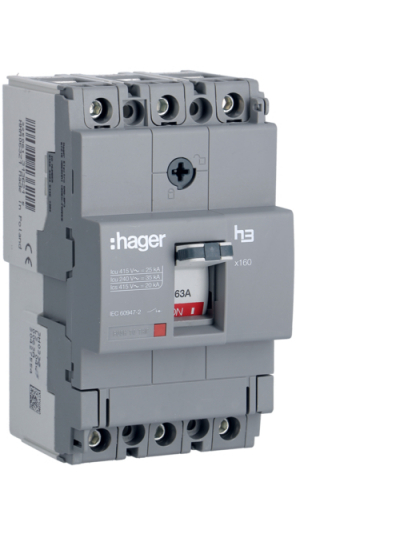 HAGER, 3 Pole, 63A, X160 MCCB