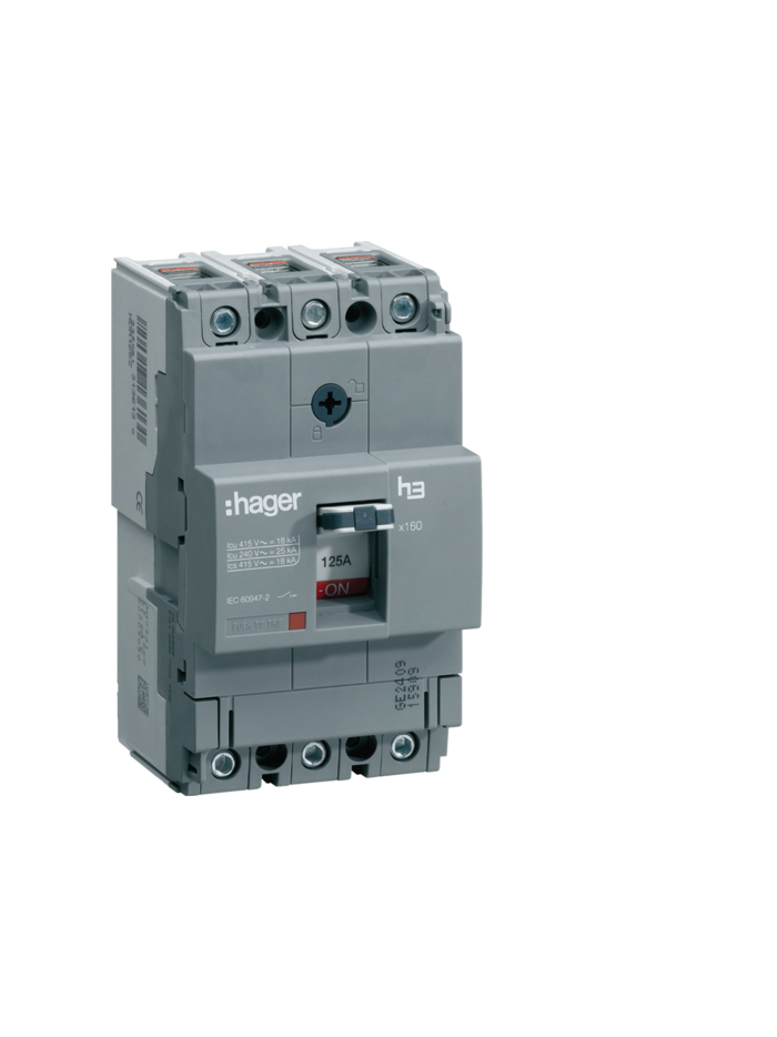 HAGER, 3 Pole, 125A, X160 MCCB