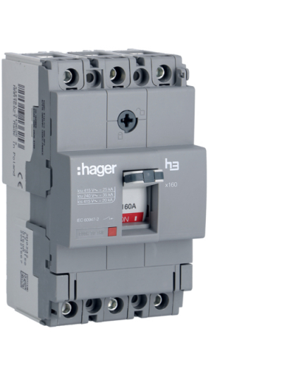 HAGER, 3 Pole, 160A, X160 MCCB