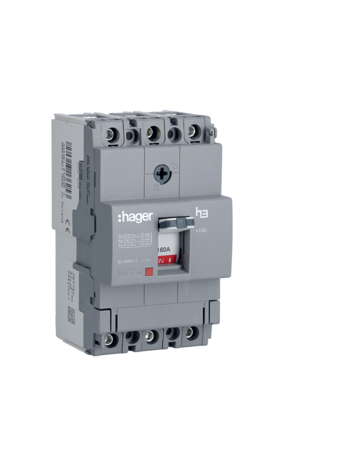 HAGER, 3 Pole, 160A, X160 MCCB