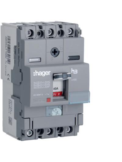 HAGER, 3 Pole, 40A, X160  MCCB