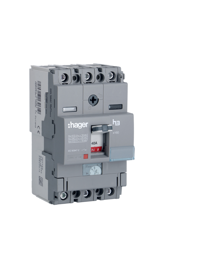 HAGER, 3 Pole, 40A, X160  MCCB