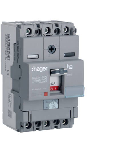 HAGER, 3 Pole, 63A, X160  MCCB