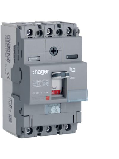 HAGER, 3 Pole, 100A, X160 MCCB
