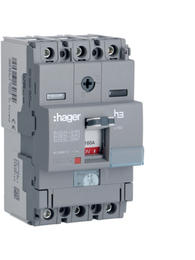 HAGER, 3 Pole, 160A, X160  MCCB