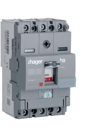 HAGER, 3 Pole, 63A, X160  MCCB