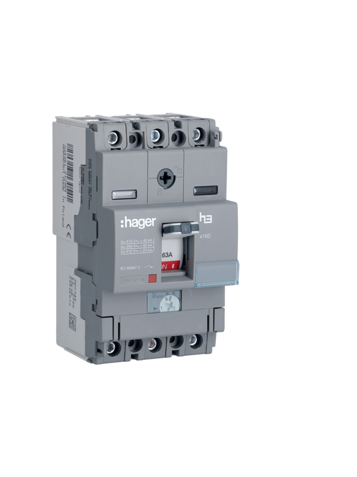 HAGER, 3 Pole, 63A, X160  MCCB