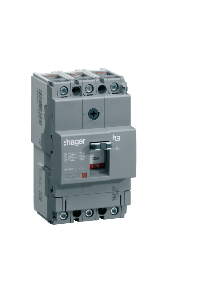HAGER, 3 Pole, 125A, X160  MCCB