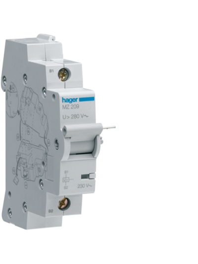 HAGER, 230V AC, OVERVOLTAGE RELEASE for MCB