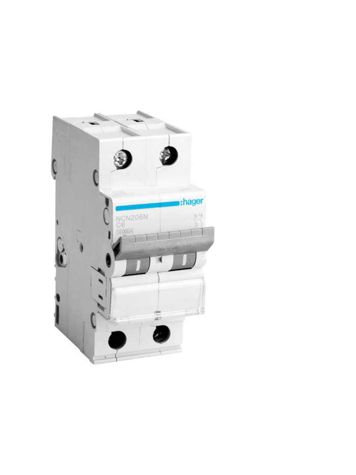 HAGER, 2 Pole, 6A, NBN TYPE, B-CURVE MCB