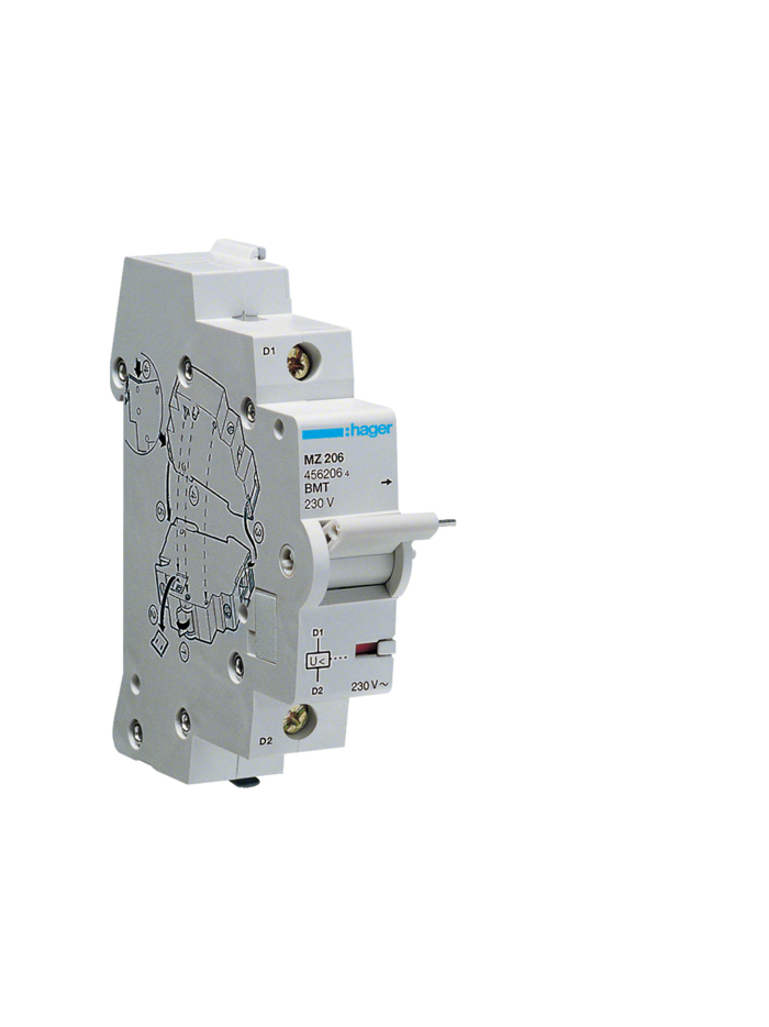 HAGER, 230V AC, UNDERVOLTAGE RELEASE for RCCB & RCBO 