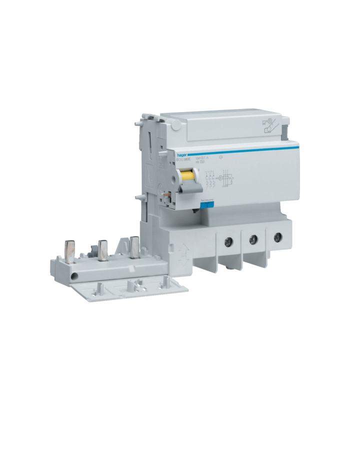HAGER, 3 Pole, 125A, 30mA, AC TYPE, RCD with Add-on Module for HLF MCB 