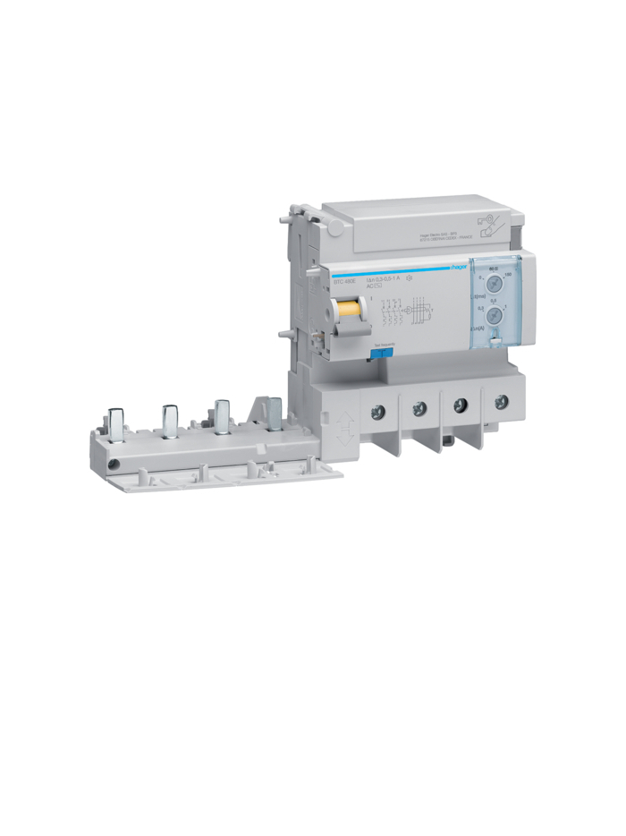 HAGER, 4 Pole, 125A, AC TYPE, RCD with Add-on Module for HLF MCB 