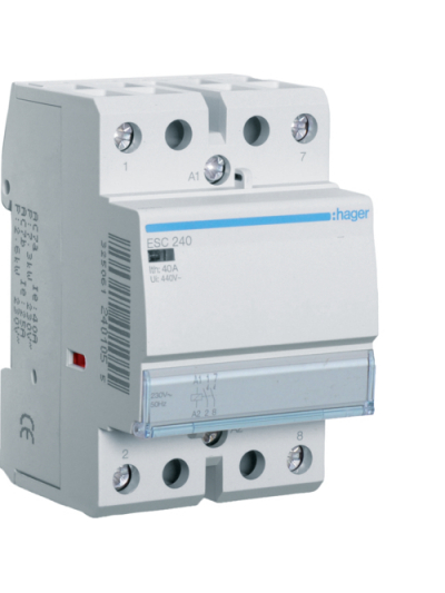 HAGER, 40A, 230V, TYPE 1, CONTACTOR