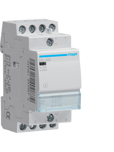 HAGER, 25A, 230V, TYPE 1, CONTACTOR