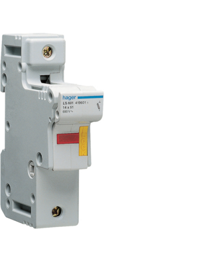 HAGER, 1 Pole, 32A, 690V, L51 HRC FUSE CARRIER
