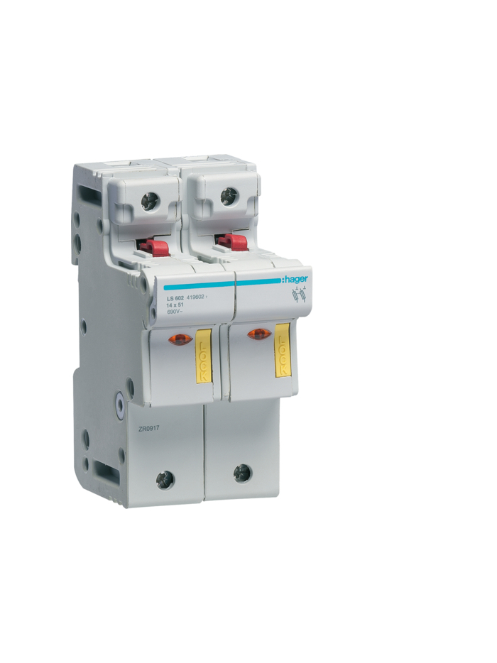 HAGER, 2 Pole, 32A, 690V, L51 HRC FUSE CARRIER