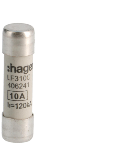 HAGER, 10A, 500V AC, gG TYPE, HRC CARTRIDGE FUSE