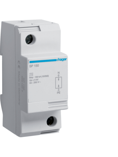 HAGER, 1 Pole, 50kA, TYPE 1, SPD