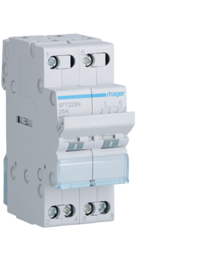 HAGER, 2 Pole, 25A, 2 Way, CENTRE OFF CHANGEOVER SWITCH