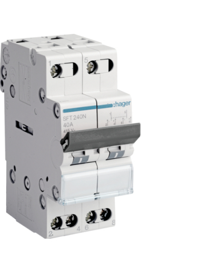HAGER, 2 Pole, 40A, 2 Way, CENTRE OFF CHANGEOVER SWITCH