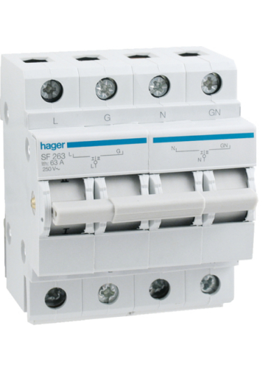 HAGER, 2 Pole, 63A, 2 Way, CENTRE OFF CHANGEOVER SWITCH