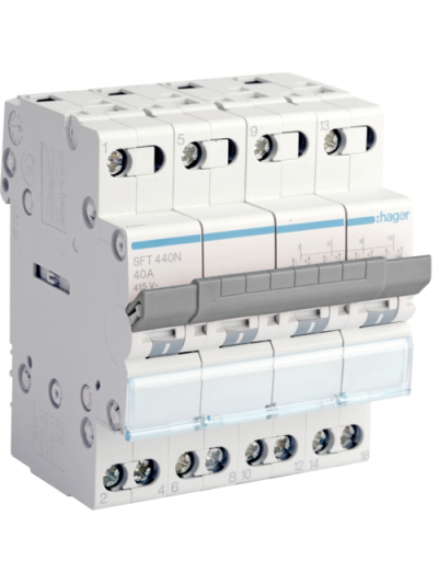 HAGER, 4 Pole, 40A, 2 Way, CENTRE OFF CHANGEOVER SWITCH