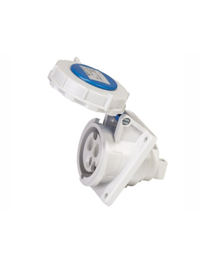 PNP, 16A, 230V, IP67, Panel Mounted Angular Socket