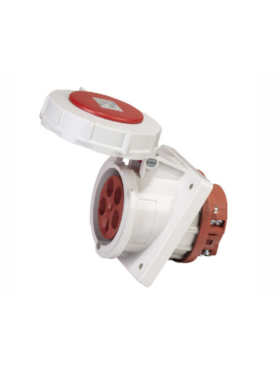 PNP, 63A, 415V, IP67, Panel Mounted Angular Socket