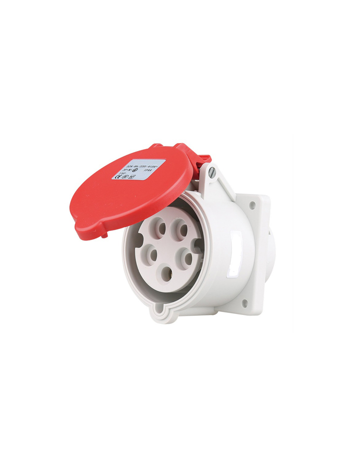 PNP, 16A, 415V, IP44, Panel Straight Mounted Socket