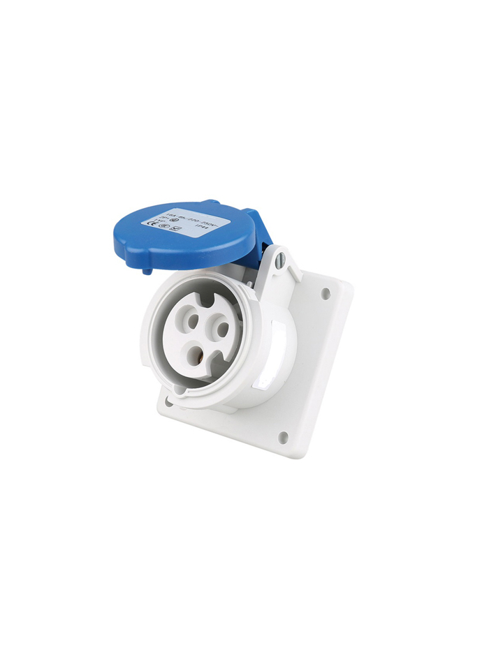 PNP, 32A, 230V, IP44, Panel Straight Mounted Socket