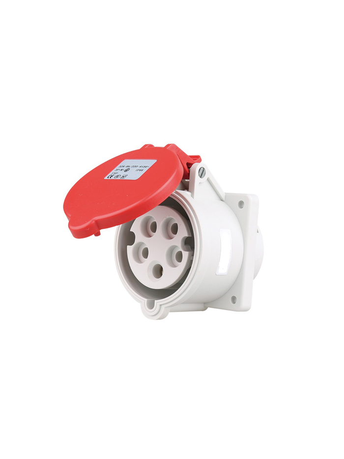 PNP, 32A, 415V, IP44, Panel Straight Mounted Socket 