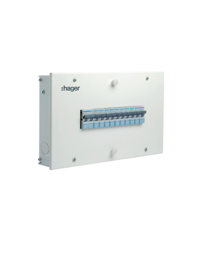 HAGER, 12 Way, SPN Single Door, novello DB