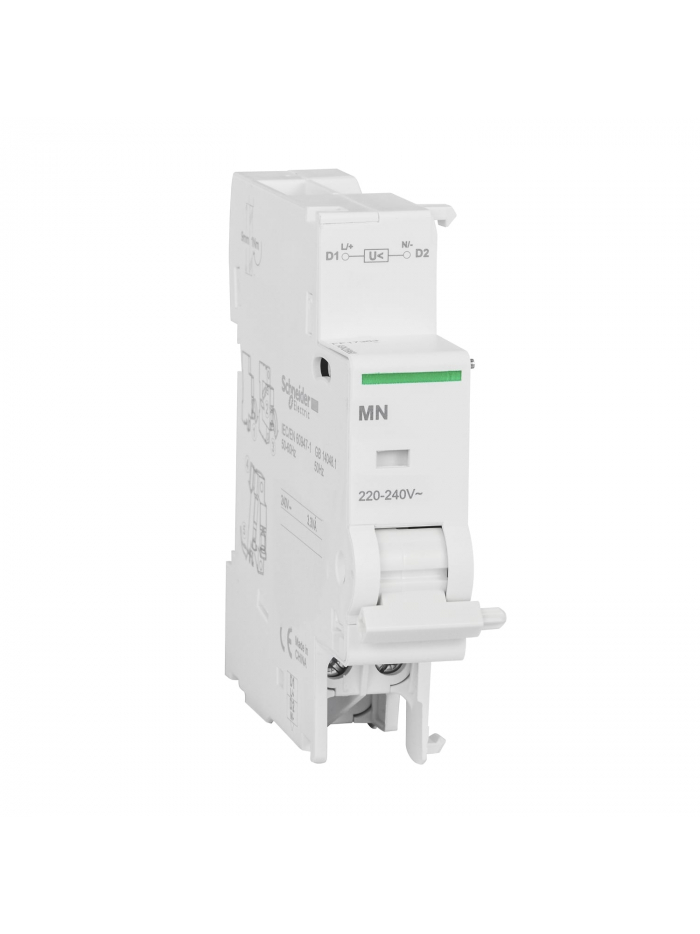 SCHNEIDER, 1 Module Width, 220-240V AC, Under Voltage Release for MCB