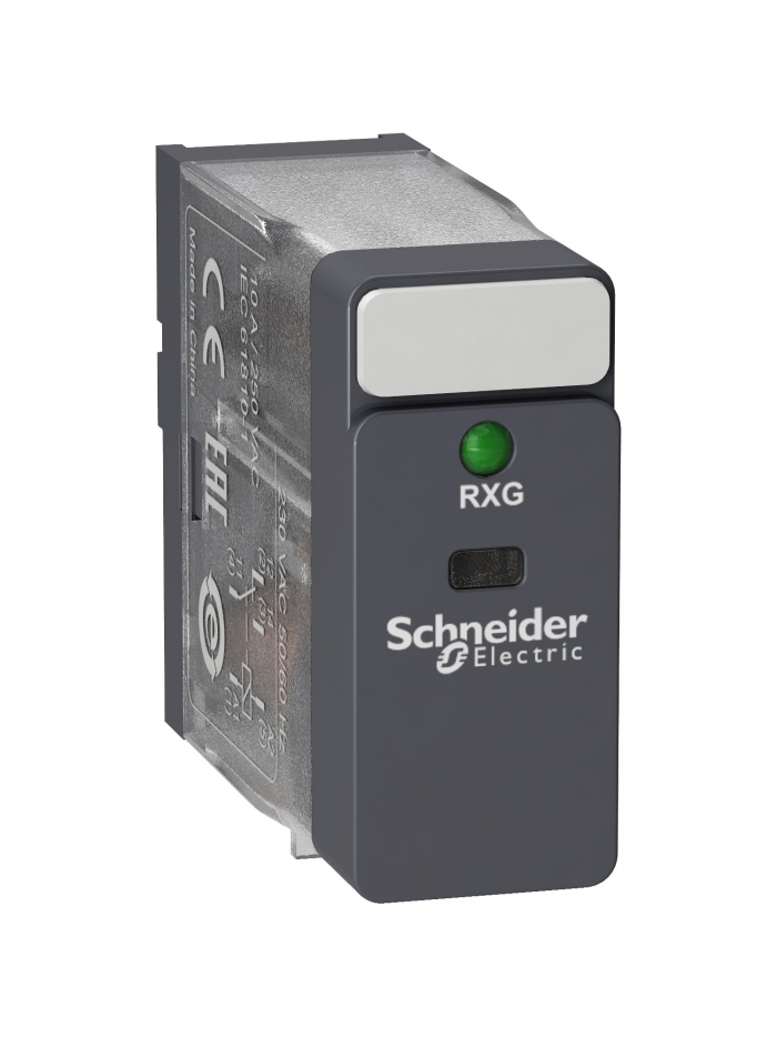 SCHNEIDER, 220V AC, 10A, LTB+LED, Zelio RXG Interface PLUG-IN RELAY