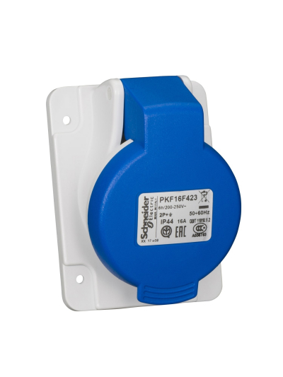 SCHNEIDER, 16A, 200-250V, IP44, Pratika Screw - Angled Panel Mounted Socket