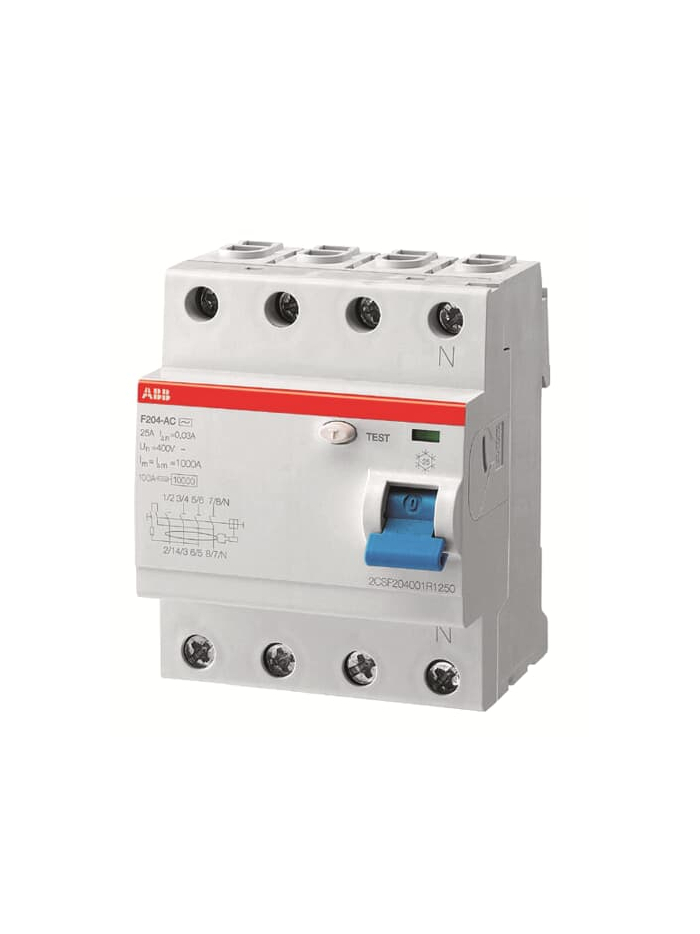 ABB, 4 Pole, 100A, Type F204 AC-100/0.1 RCCB