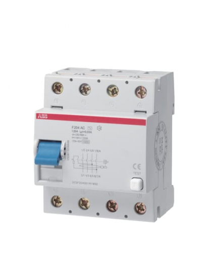 ABB, 4 Pole, 125A, Type F204 AC-125/0.1 RCCB