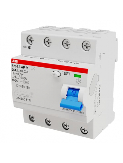 ABB, 4 Pole, 40A, 30mA, Type F204 A-40/0.03 AP-R RCCB