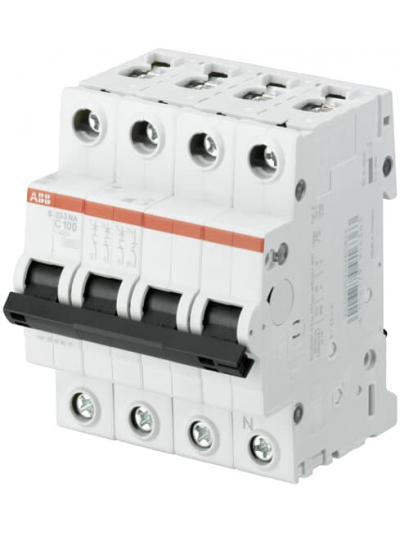 ABB, 3 Pole+N, 100A, S203 C-CURVE MCB
