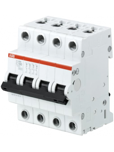 ABB, 4 Pole, 100A, S204 C-CURVE MCB