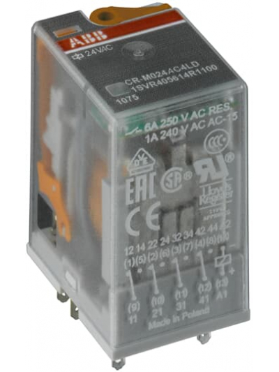 ABB, 24V AC, 2 C/O (SPDT), CR-M024AC2 PLUGGABLE INTERFACE RELAY