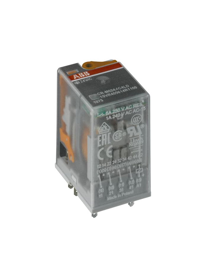 ABB, 48V AC, 2 C/O (SPDT), CR-M048AC2L PLUGGABLE INTERFACE RELAY