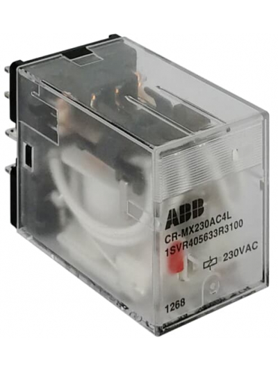 ABB, 5A, 230V AC, 4 C/O (SPDT), CR-MX230AC4L PLUGGABLE INTERFACE RELAY